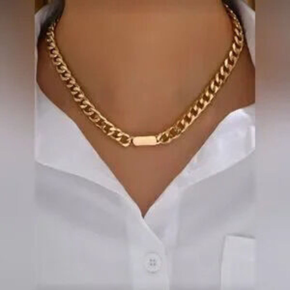 Gold Cuban Chain Necklace Chunky Link Necklace Dainty